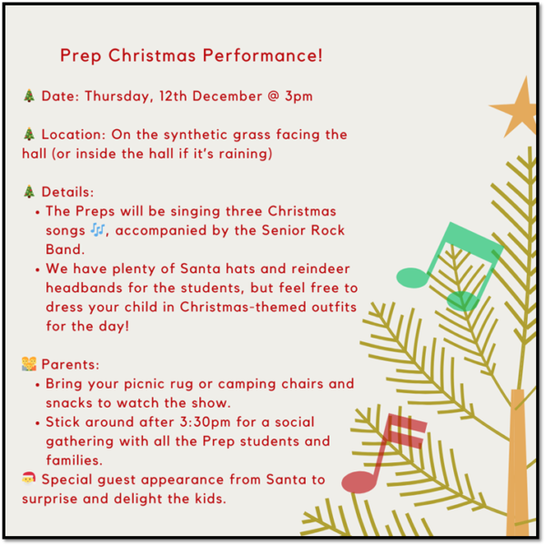 Prep Christmas Performance @ Clarinda Primary School